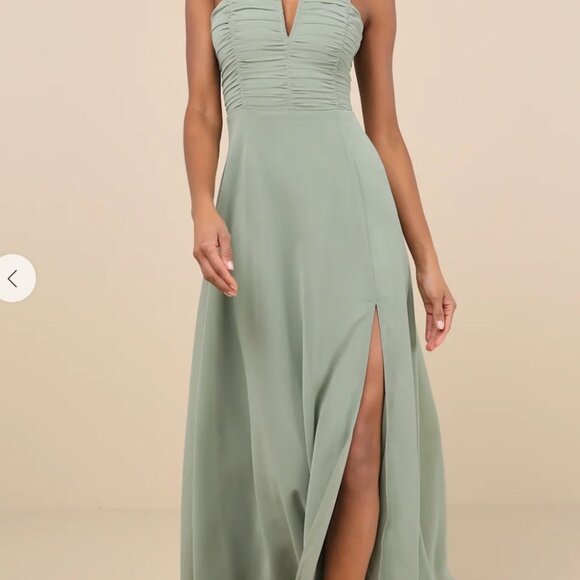 Lulus Sweeney Sage Brush Sleeveless Maxi Dress Green - Size S - Picture 2 of 3